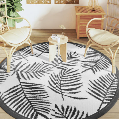 Tappeto da Esterni ARAKIL Bianco e Nero Ã˜200 cm in PP