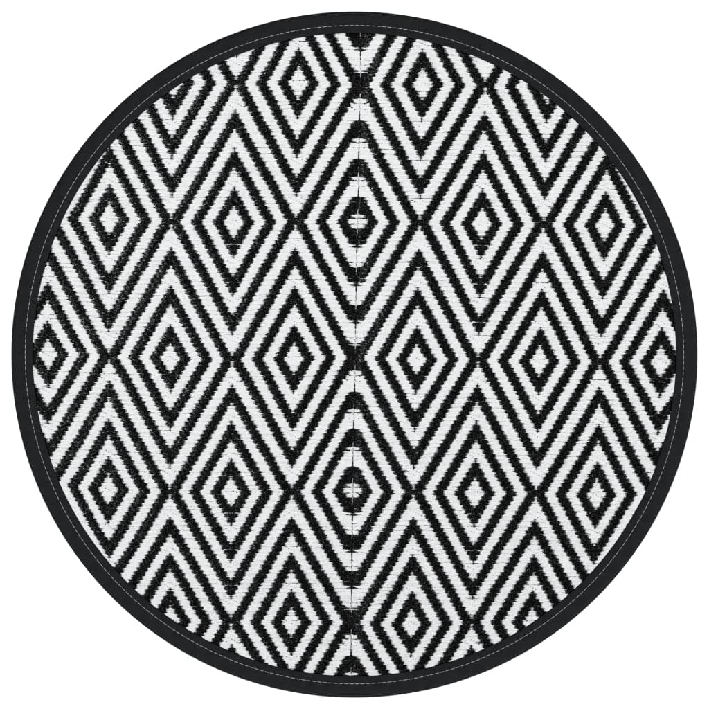 Tappeto da Esterni ARAKIL Bianco e Nero Ø120 cm in PP