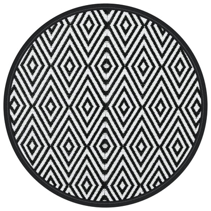 Tappeto da Esterni ARAKIL Bianco e Nero Ø120 cm in PP