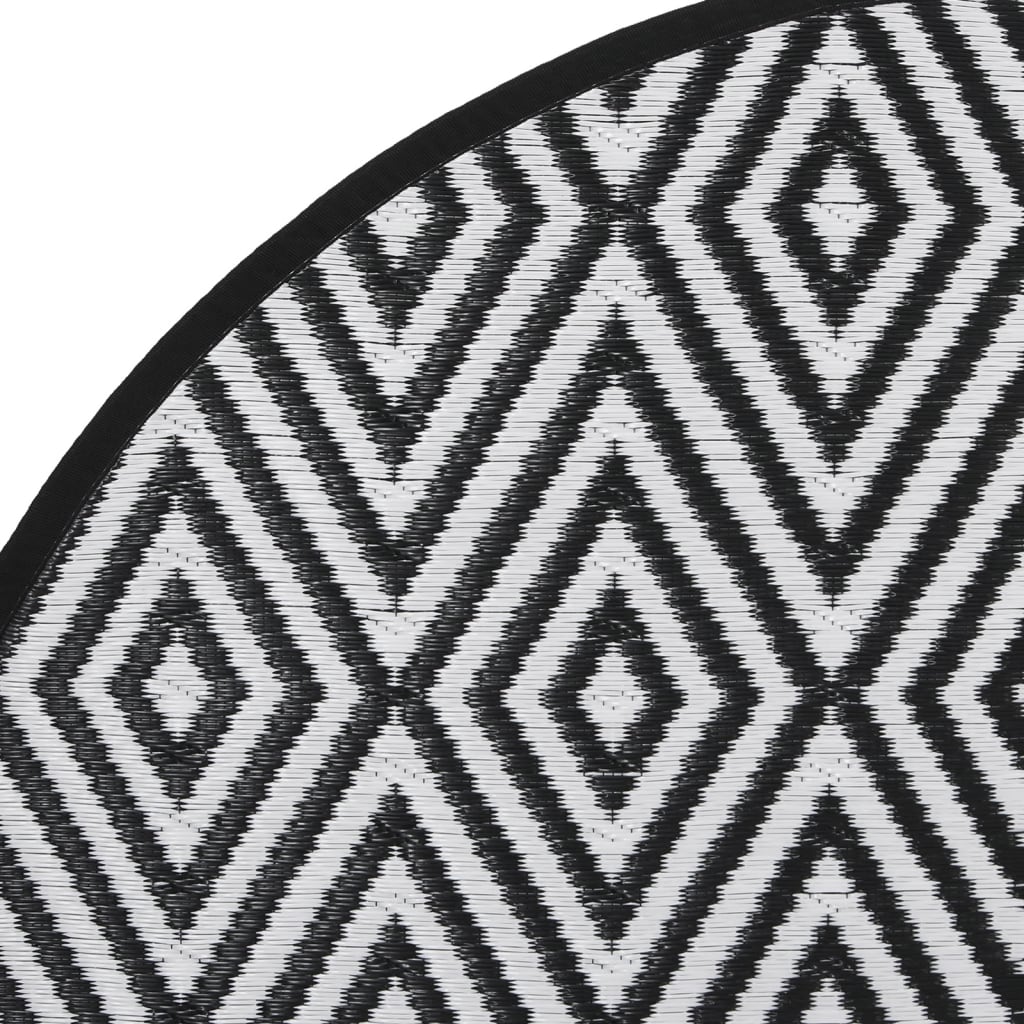 Tappeto da Esterni ARAKIL Bianco e Nero Ø120 cm in PP
