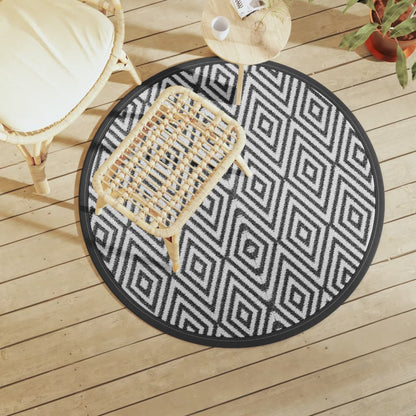 Tappeto da Esterni ARAKIL Bianco e Nero Ø120 cm in PP