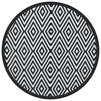 Tappeto da Esterno ARAKIL Bianco e Nero Ø160 cm in PP