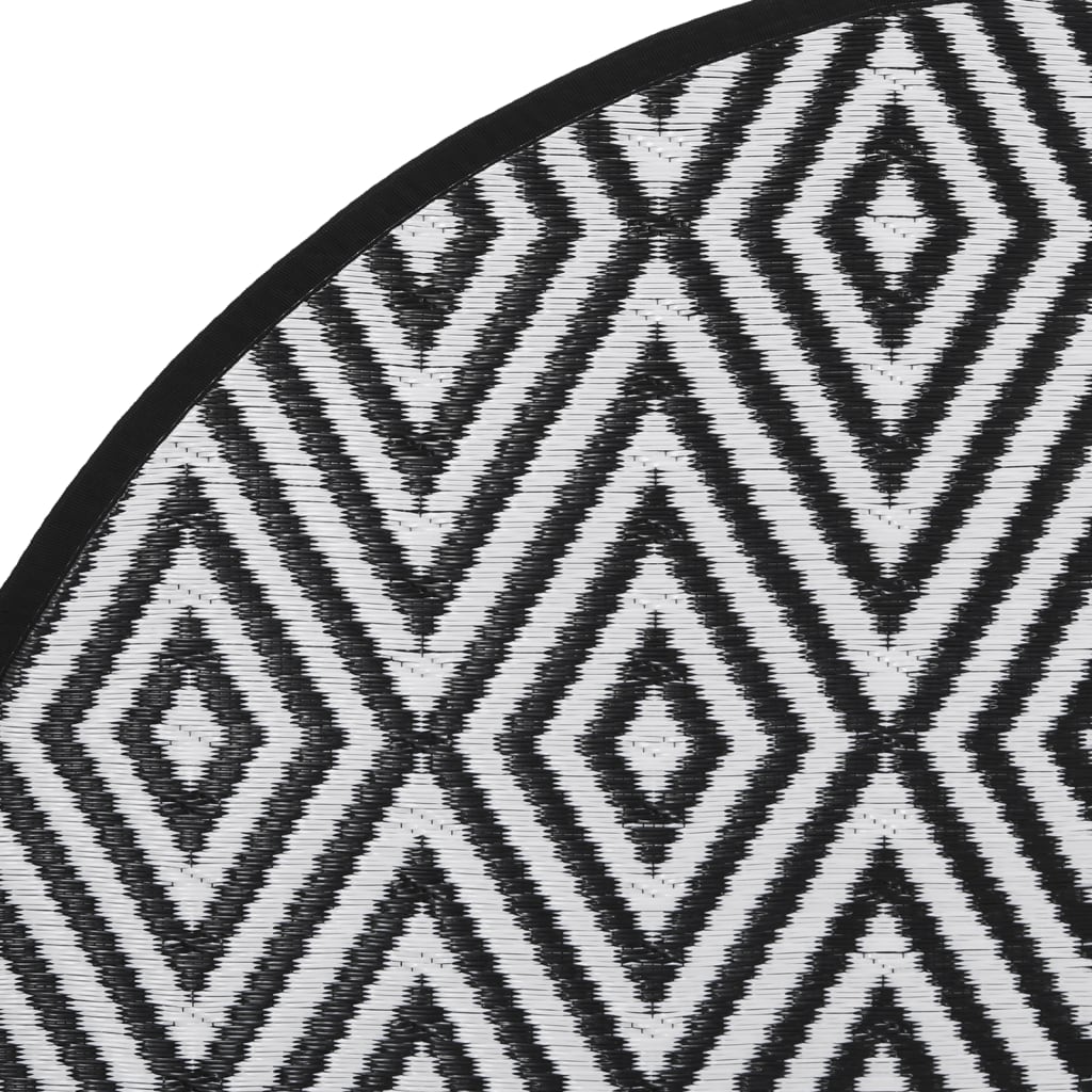Tappeto da Esterno ARAKIL Bianco e Nero Ø160 cm in PP
