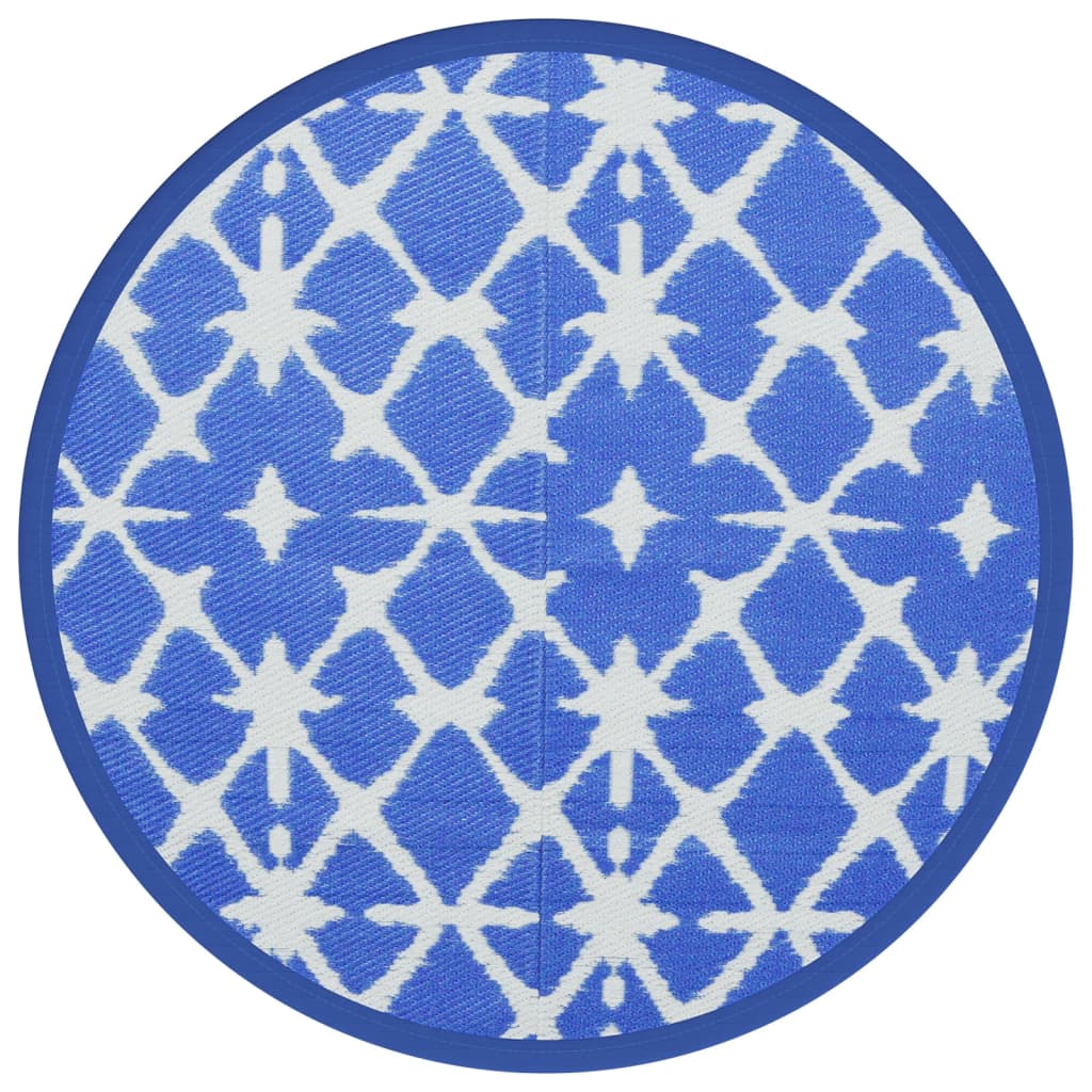 Tappeto da Esterno ARAKIL Blu e Bianco Ã˜120 cm in PP