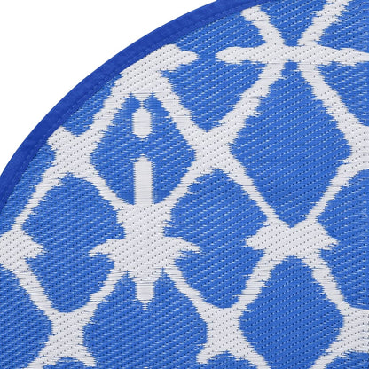 Tappeto da Esterno ARAKIL Blu e Bianco Ã˜120 cm in PP