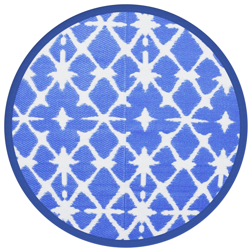 Tappeto da Esterno ARAKIL Blu e Bianco Ã˜160 cm in PP