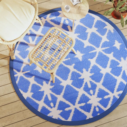 Tappeto da Esterno ARAKIL Blu e Bianco Ã˜160 cm in PP