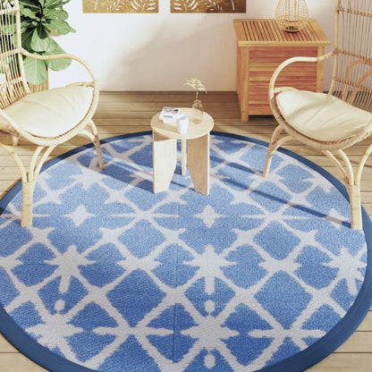 Tappeto da Esterno ARAKIL Blu e Bianco Ã˜200 cm in PP