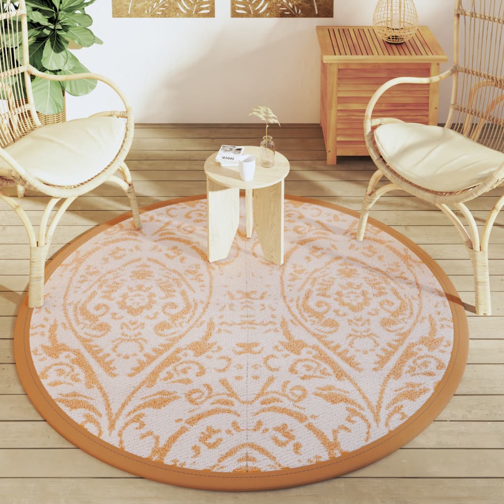 Tappeto da Esterno ARAKIL Arancione e Bianco Ø160 cm in PP