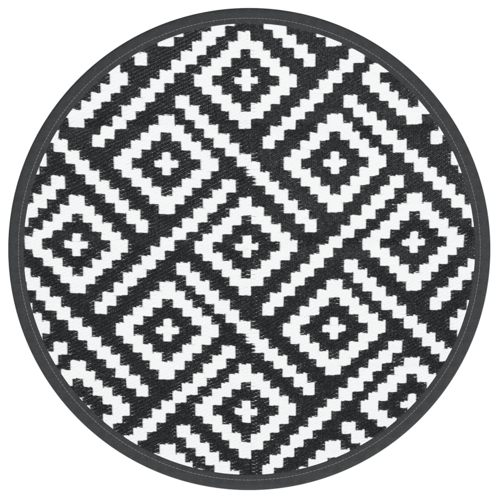 Tappeto da Esterni ARAKIL Bianco e Nero Ø120 cm in PP