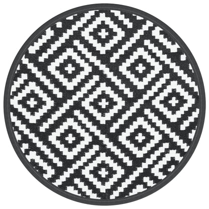 Tappeto da Esterni ARAKIL Bianco e Nero Ø120 cm in PP