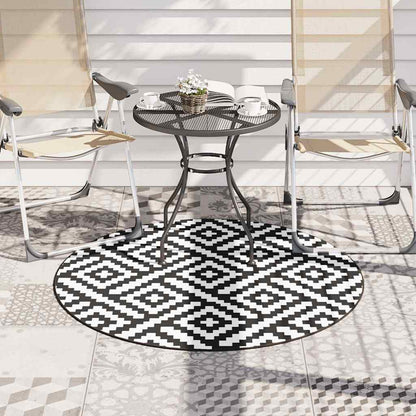Tappeto da Esterni ARAKIL Bianco e Nero Ø120 cm in PP