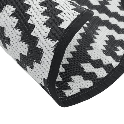 Tappeto da Esterni ARAKIL Bianco e Nero Ø120 cm in PP