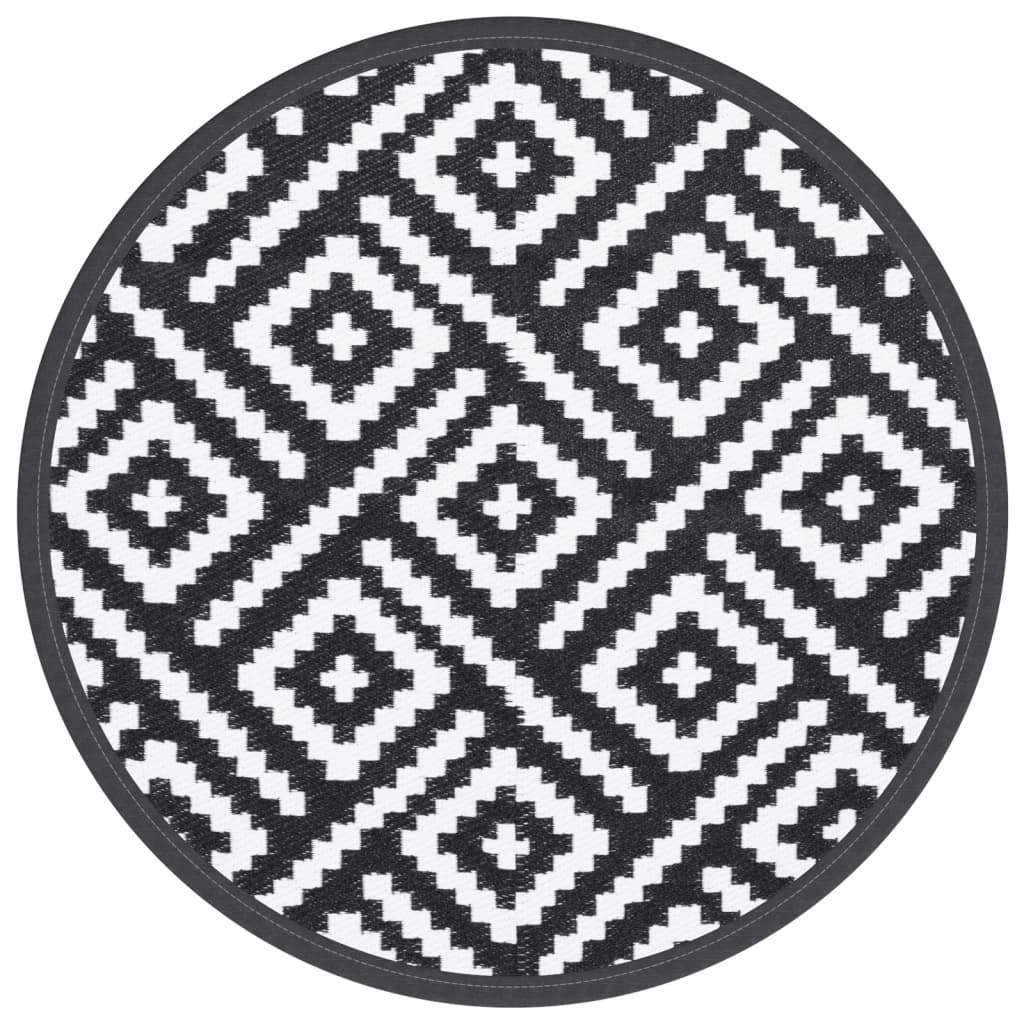 Tappeto da Esterno ARAKIL Bianco e Nero ÃƒËœ160 cm in PP