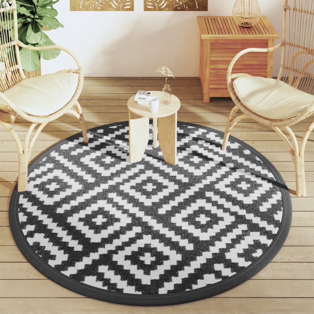 Tappeto da Esterno ARAKIL Bianco e Nero ÃƒËœ160 cm in PP