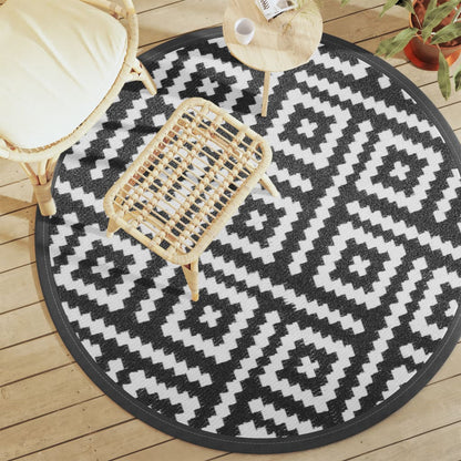 Tappeto da Esterno ARAKIL Bianco e Nero ÃƒËœ160 cm in PP