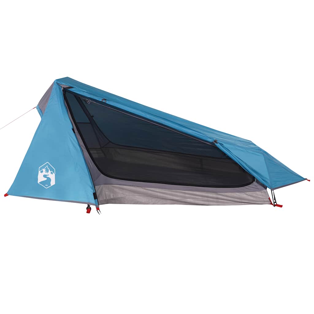 Tenda da Campeggio a Tunnel per 1 Persona Blu Impermeabile