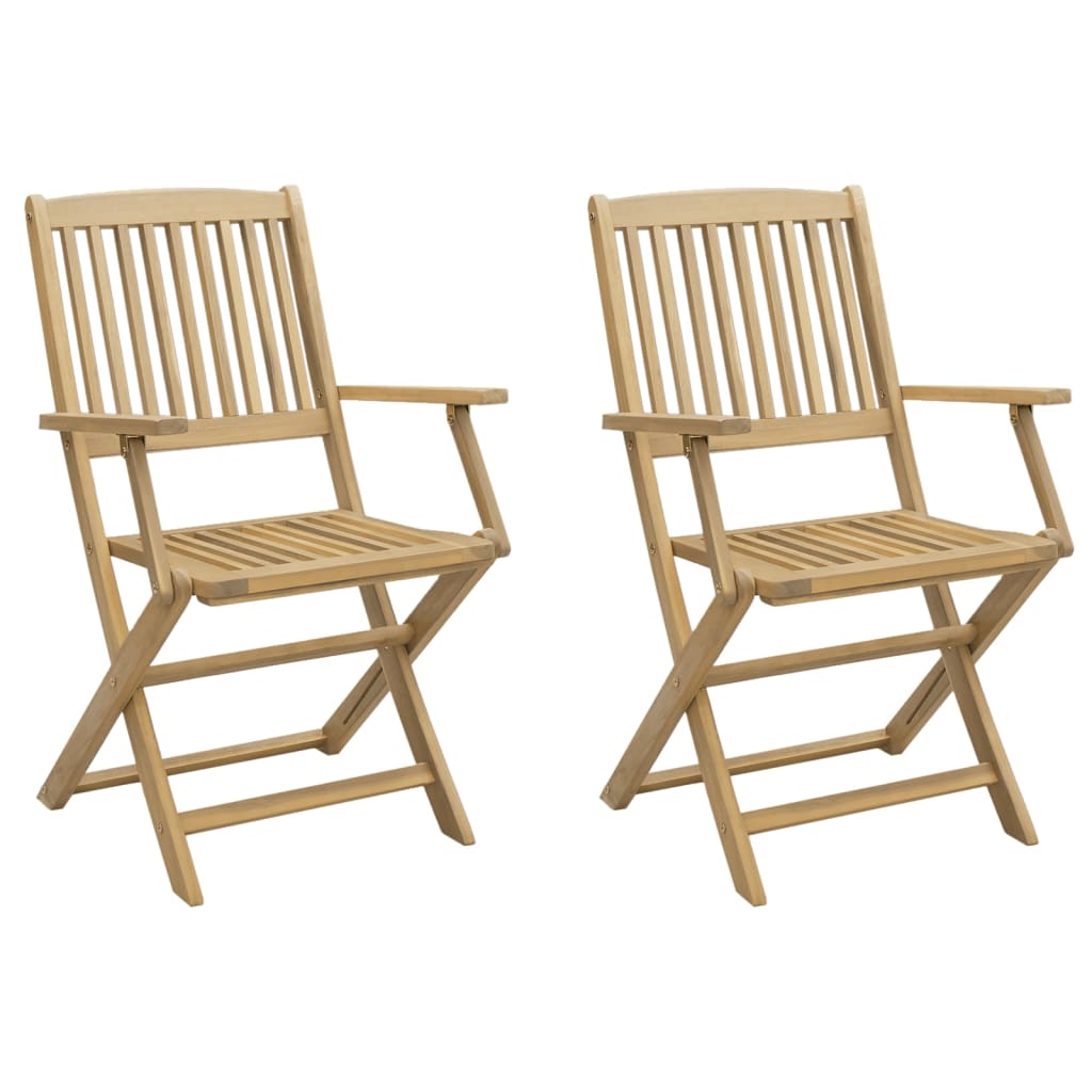 Sedie Giardino Pieghevoli 2 pz 58x54,5x90 cm Massello Acacia
