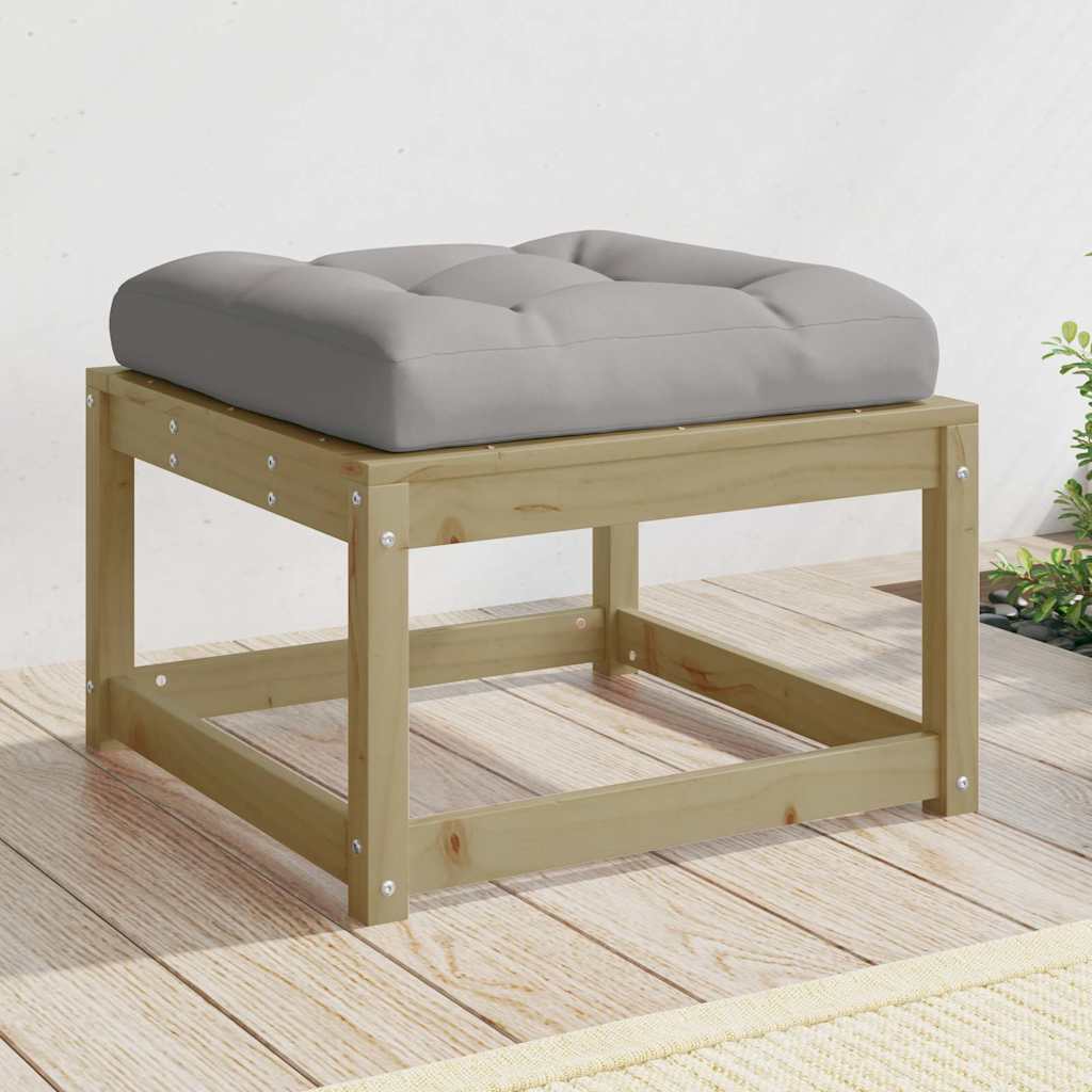 Poggiapiedi da Giardino con Cuscino in Legno Impregnato di Pino