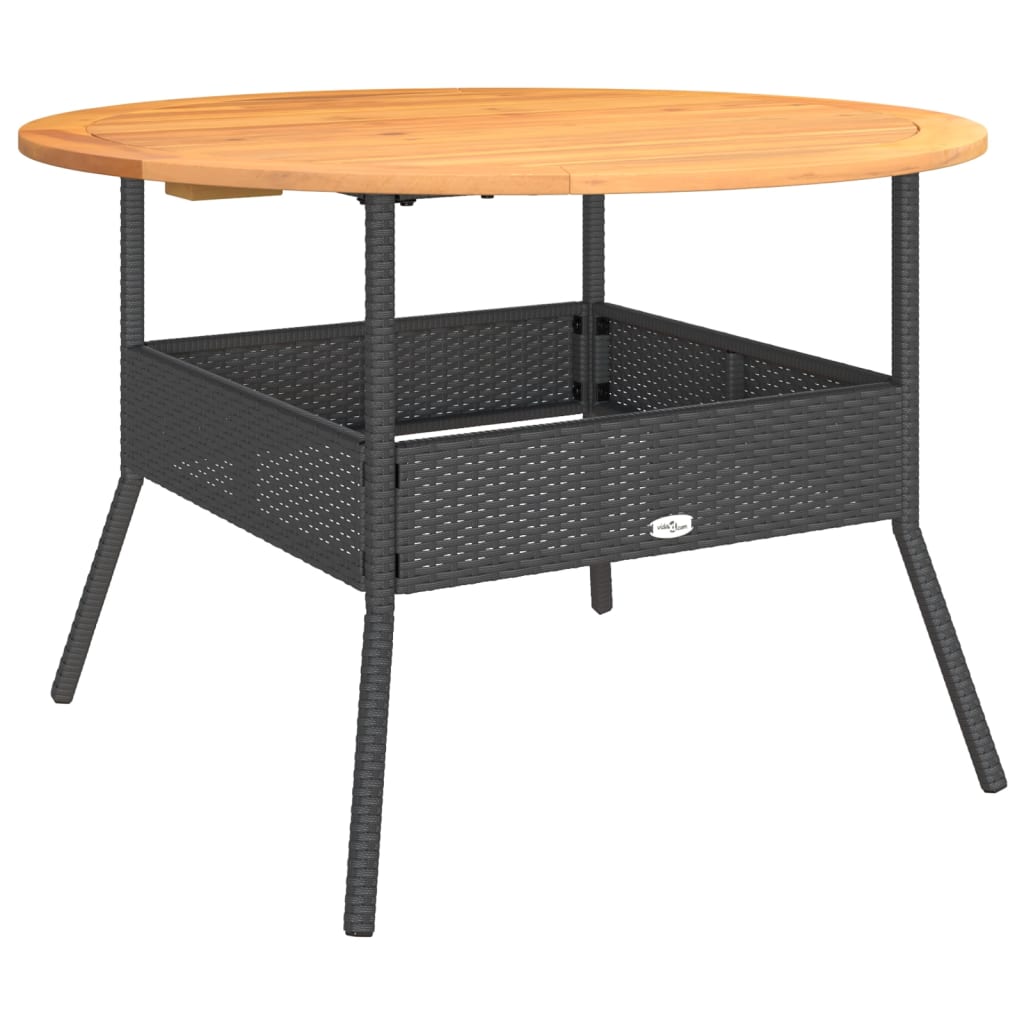 Tavolo Giardino Piano Legno Acacia Nero ÃƒËœ110x71 cm Polyrattan