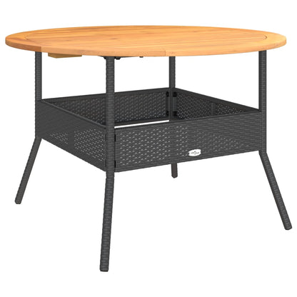 Tavolo Giardino Piano Legno Acacia Nero ÃƒËœ110x71 cm Polyrattan