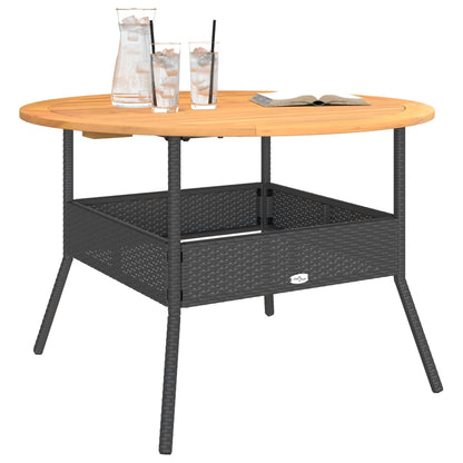 Tavolo Giardino Piano Legno Acacia Nero ÃƒËœ110x71 cm Polyrattan