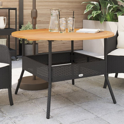 Tavolo Giardino Piano Legno Acacia Nero ÃƒËœ110x71 cm Polyrattan