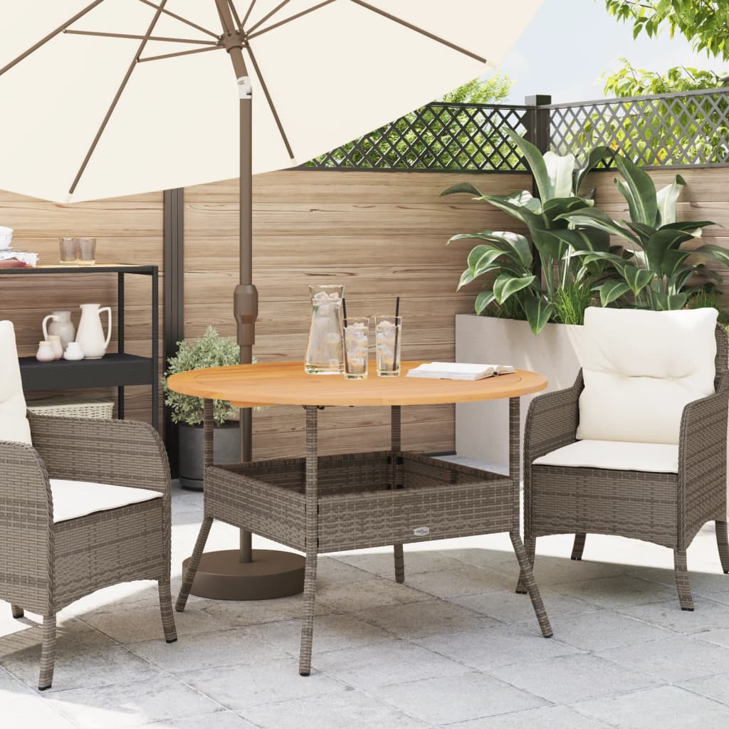 Tavolo Giardino Piano Legno Acacia Grigio Ã˜110x71 cm Polyrattan