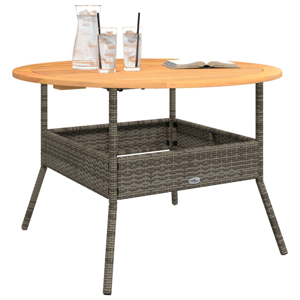 Tavolo Giardino Piano Legno Acacia Grigio Ã˜110x71 cm Polyrattan