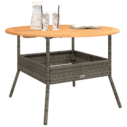 Tavolo Giardino Piano Legno Acacia Grigio Ã˜110x71 cm Polyrattan