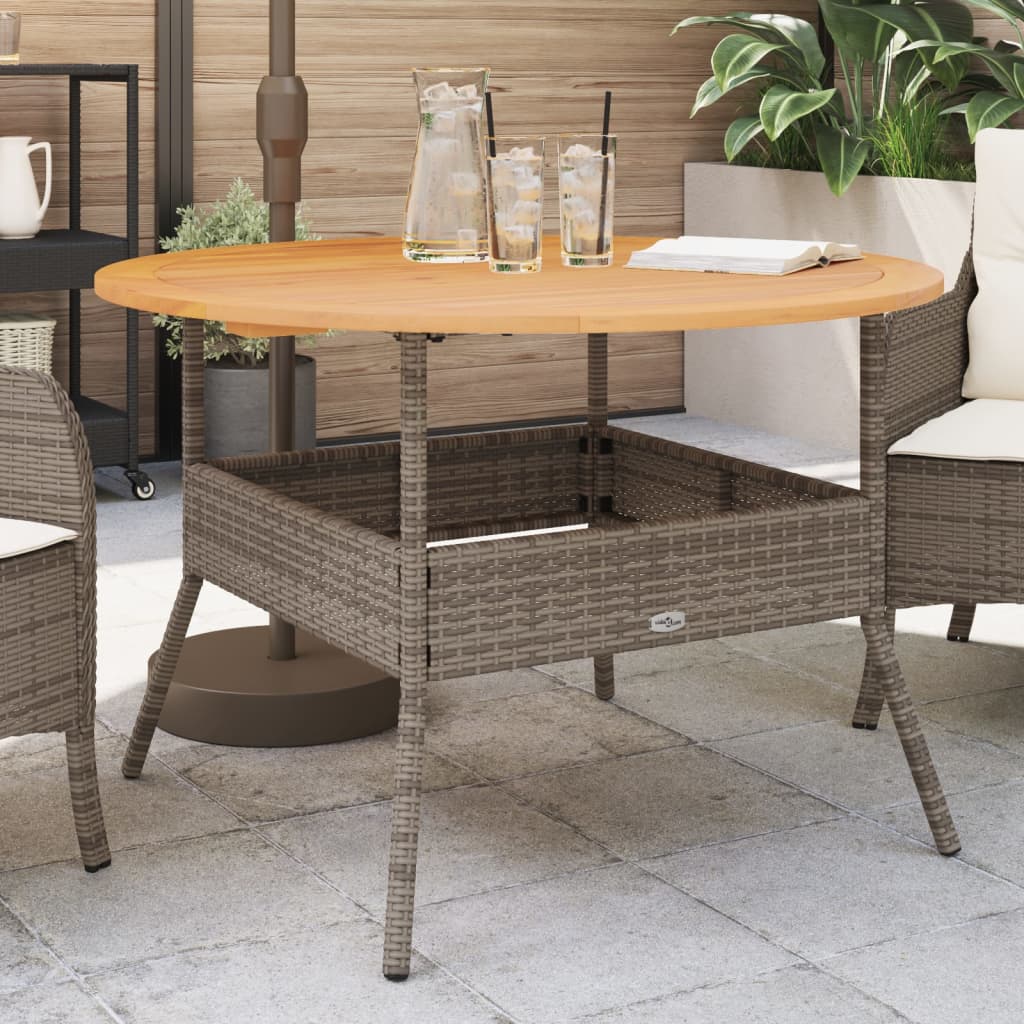 Tavolo Giardino Piano Legno Acacia Grigio Ã˜110x71 cm Polyrattan