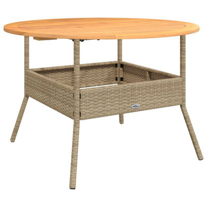 Tavolo Giardino Piano Legno Acacia Beige ÃƒËœ110x71 cm Polyrattan