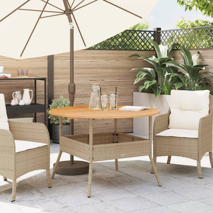 Tavolo Giardino Piano Legno Acacia Beige ÃƒËœ110x71 cm Polyrattan