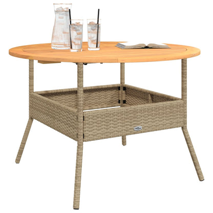 Tavolo Giardino Piano Legno Acacia Beige ÃƒËœ110x71 cm Polyrattan