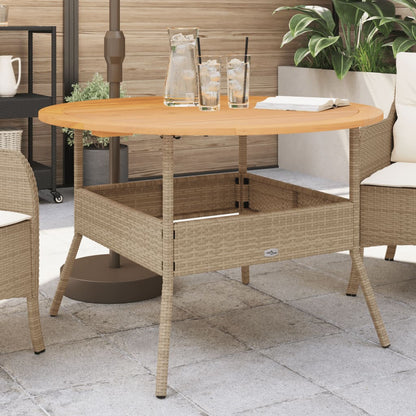 Tavolo Giardino Piano Legno Acacia Beige ÃƒËœ110x71 cm Polyrattan