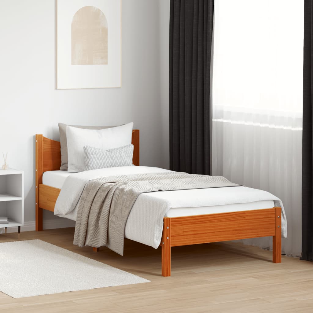 Letto senza Materasso Marrone Cera 90x200 cm Legno di Pino