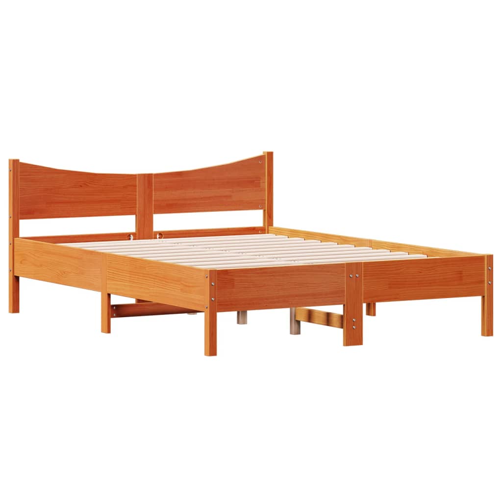 Letto senza Materasso Marrone Cera 135x190 cm in Legno di Pino