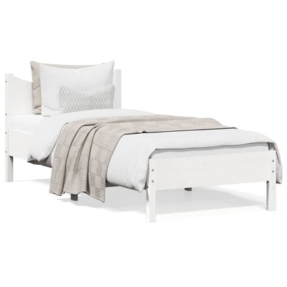 Letto senza Materasso Bianco 75x190 in Legno Massello di Pino