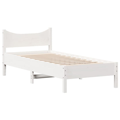 Letto senza Materasso Bianco 75x190 in Legno Massello di Pino