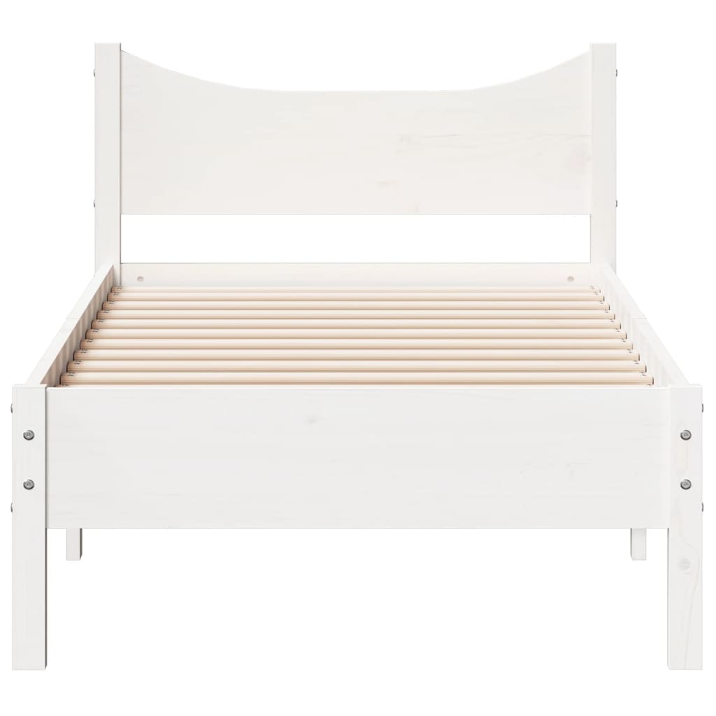 Letto senza Materasso Bianco 75x190 in Legno Massello di Pino