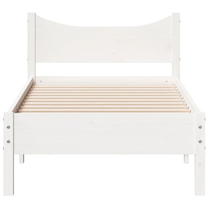 Letto senza Materasso Bianco 75x190 in Legno Massello di Pino