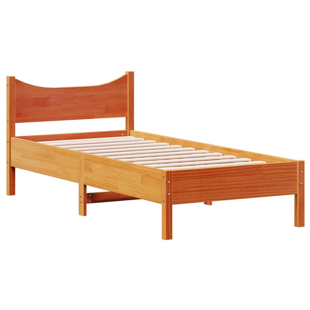Letto senza Materasso Marrone Cera 75x190 cm in Legno di Pino