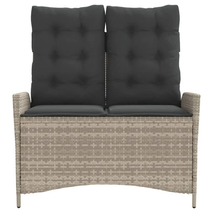 Panca Reclinabile Giardino con Cuscini Grigio Chiaro Polyrattan