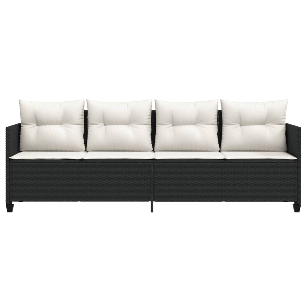 Lettino Prendisole con Cuscini NeroÂ in Polyrattan
