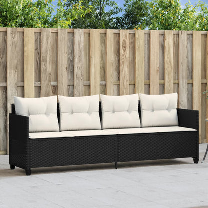Lettino Prendisole con Cuscini NeroÂ in Polyrattan