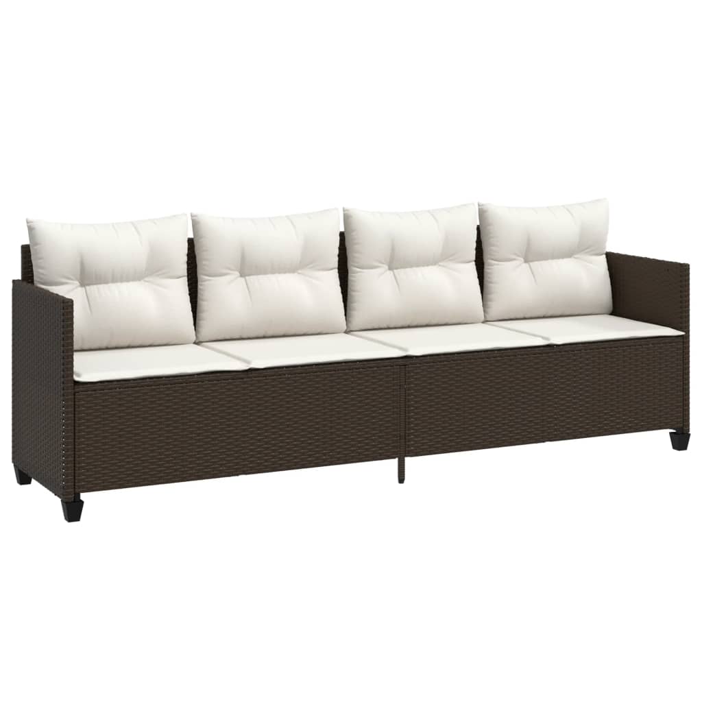 Lettino Prendisole con Cuscini MarroneÂ in Polyrattan