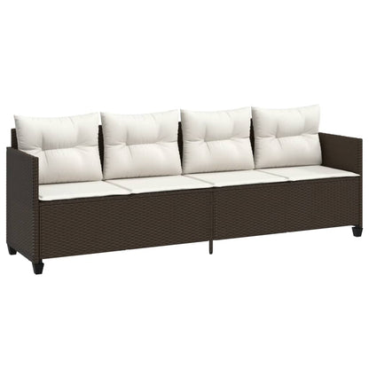 Lettino Prendisole con Cuscini MarroneÂ in Polyrattan