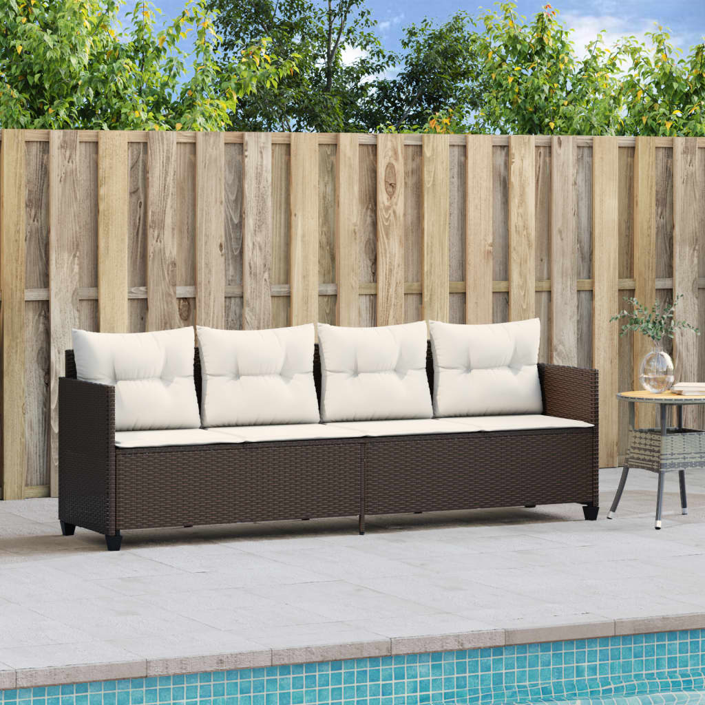 Lettino Prendisole con Cuscini MarroneÂ in Polyrattan