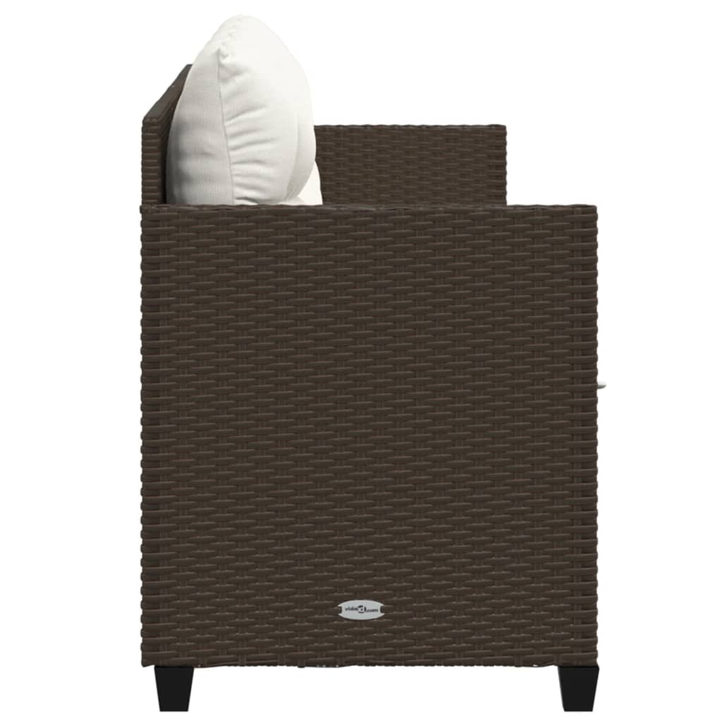 Lettino Prendisole con Cuscini MarroneÂ in Polyrattan
