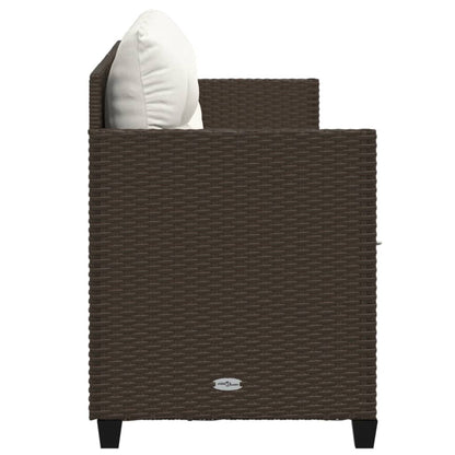 Lettino Prendisole con Cuscini MarroneÂ in Polyrattan